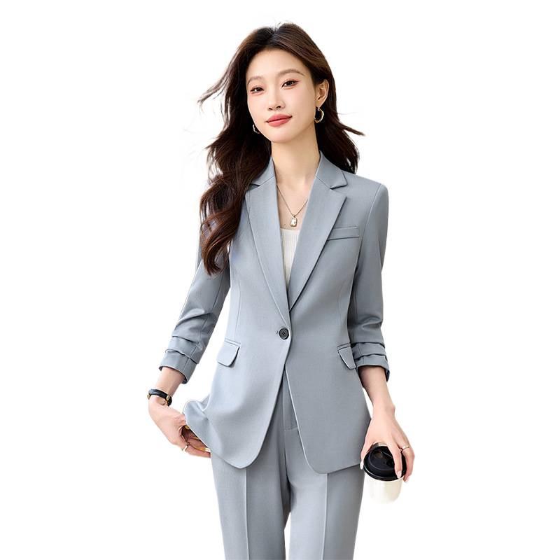2026 Women's Gray Professional Suit Set - High-End Interview & Workwear (Spring/Autumn)