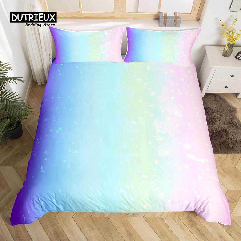 Rainbow Conch Duvet Cover Set Colorful Rainbow Bedding Set For Kids Girls Microfiber Multicolor Comforter Cover Twin King Size