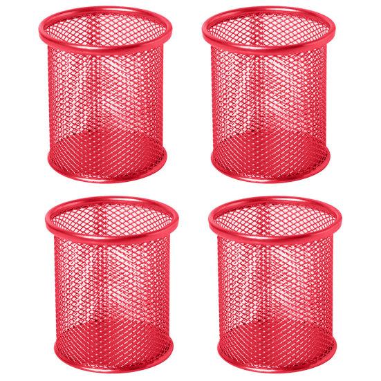 4Pcs Desk Simple Practical Round Grid Metal Pen Holder Container Storage Box