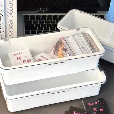 1 Peça Caixa de Armazenamento de Maquiagem à Prova de Poeira Simples Com Tampa Gaiola para Hashi com Drenagem Recipiente Retangular de Plástico para Material Escolar Estudantes