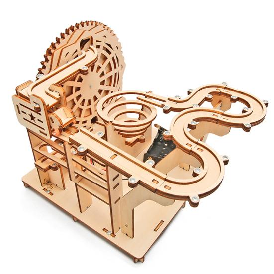 3D Wooden Track Battery Toy with Rolling Ball Puzzle Operated Electric Adults Kids DIY Handmade Puzzle STEM