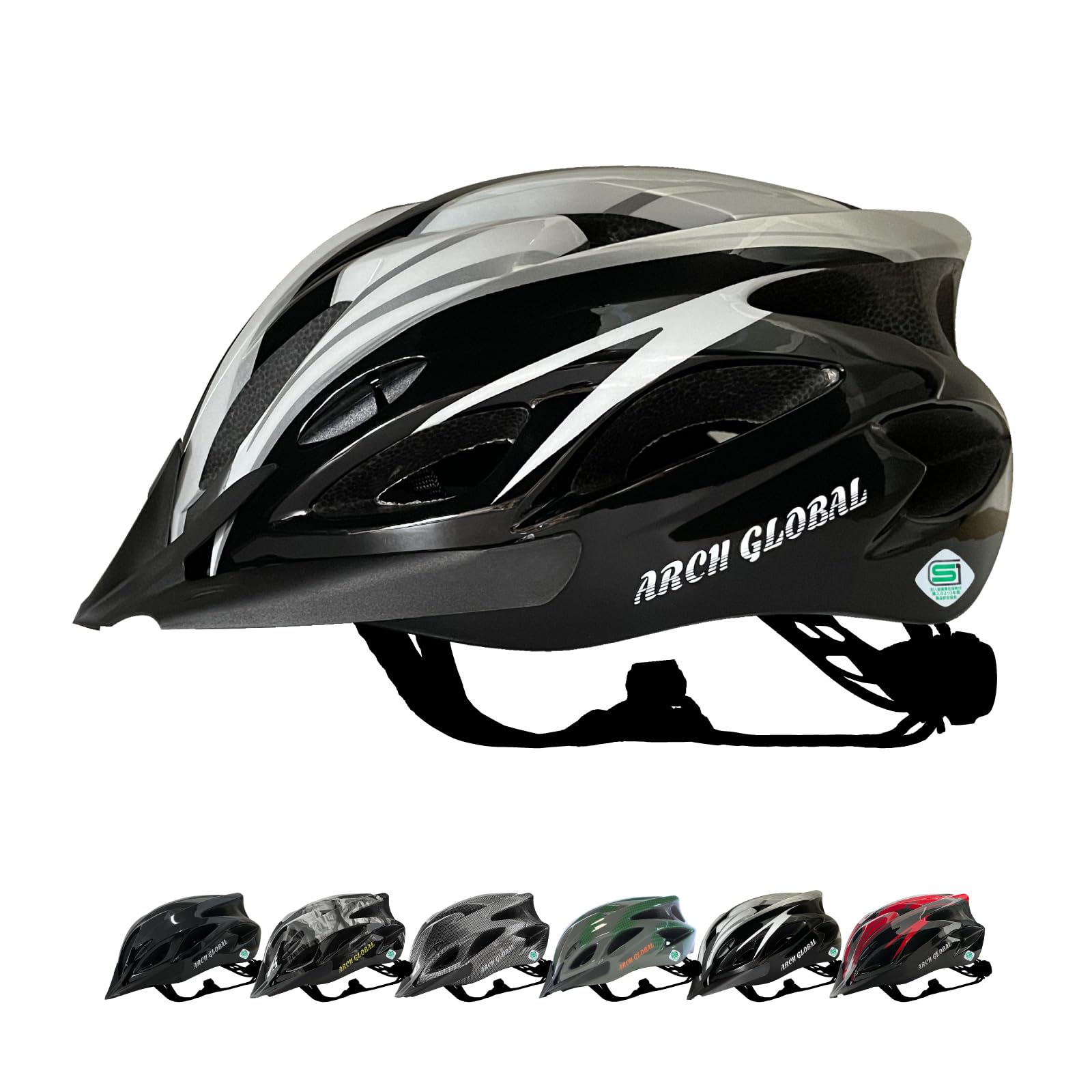 

Bicycle SG Adult Size for Polycarbonate Adjustable CE Road Bike Actual Standard White ARCH-GLOBAL Helmet, Standard, [Recommended Cyclists,