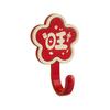 4Pcs Red Flower Adhesive Hooks Good Luck Bathroom Hooks Chinese Style Wall Hooks for Coats Hats Keys Kitchen Entryway
