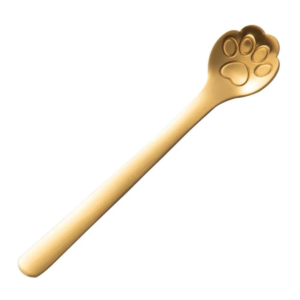 1PC Creative Cute Cat Claw 304 Stainless Steel Spoon Hollow for Ice Cream Coffee Tea Dessert Spoon Kitchen Tableware Accessories