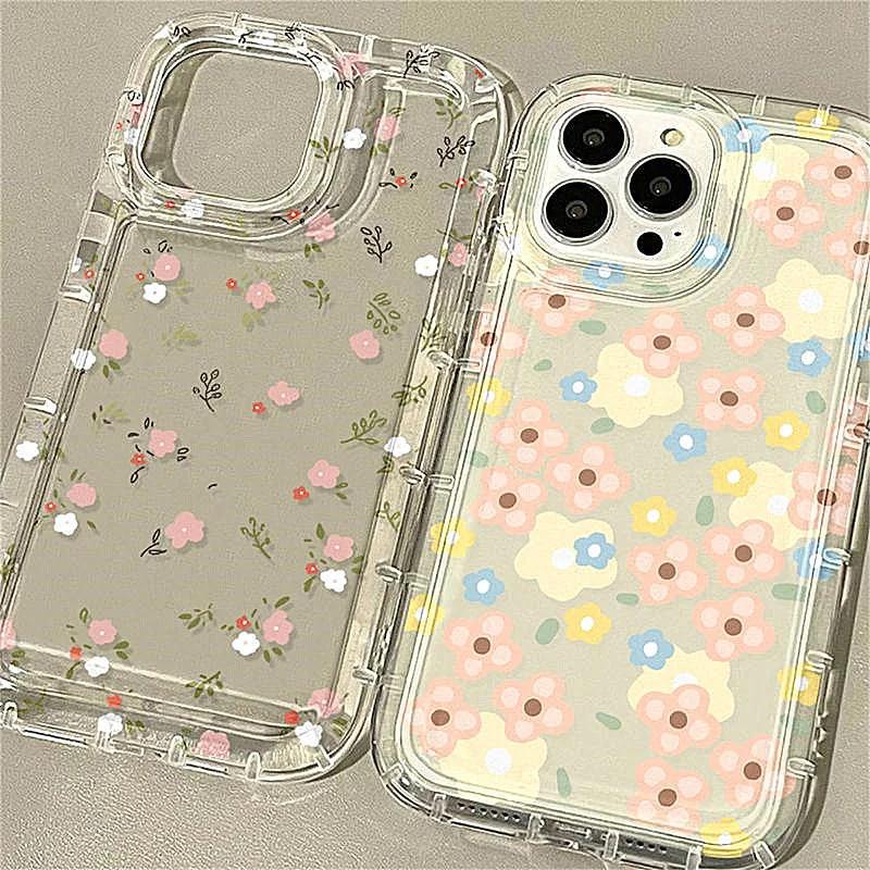 Flower Branch Soft Case For iPhone 13 11 12 14 15 Pro Max 7 8 Plus SE   X XR XS Anti-drop Airbag Shockproof Phone Cover