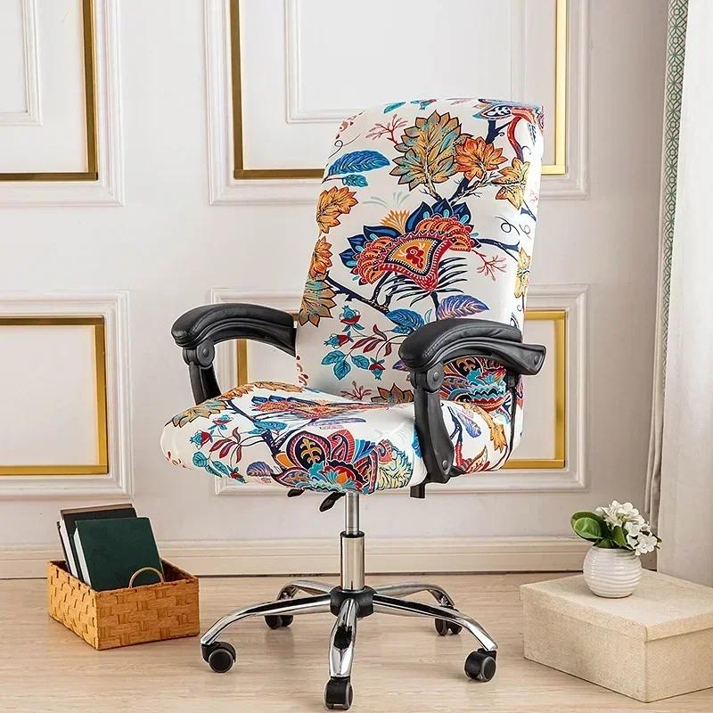 1PC Elastic Computer Office Chair Cover Floral Printed Anti-dirty Rotating Stretch Gaming Desk Seat Chair Slipcover for Armchair