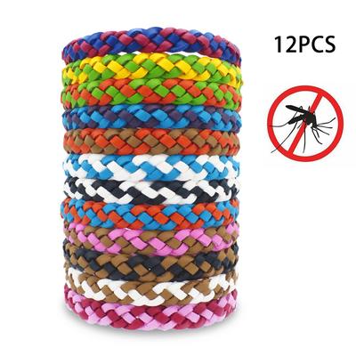12Pcs Insect Repellent Bracelet PU Waterproof Bands Anti-mosquito for Women Men Baby Kids