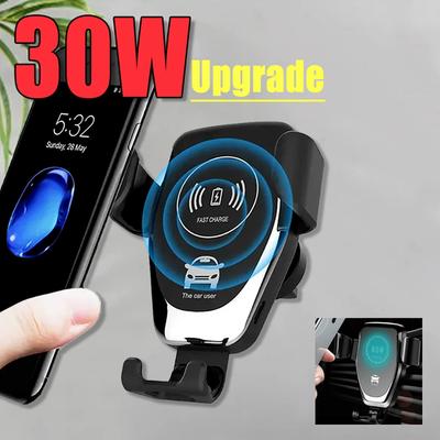 30W Belaidis Įkrovimo Adapteris Telefono Laikiklis Automobilyje iPhone 15 14 13 Pro Max Samsung Xiaomi Automobiliniai Belaidžiai Įkrovikliai Telefono Stovas