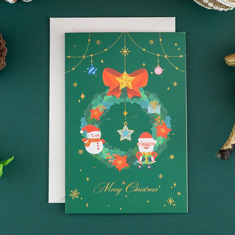 New Bronzing Christmas Card Cartoon Holiday Christmas Eve Christmas Card Blessing Wish Message Card
