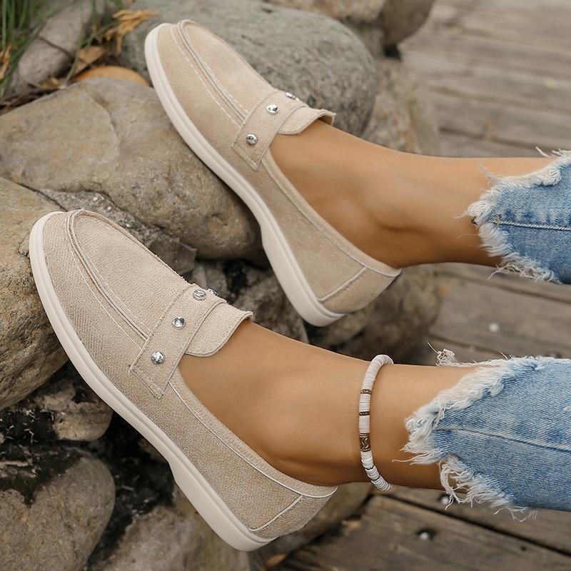 fashion Fashion Rivet Flat Women's Shoes Spring Autumn Faux Leather Suede Casual Flats Soft Bottom Comfortable Women Loafers
