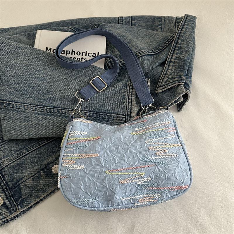 Cute Little Fresh Rainbow Pleated Crossbody Bag Japanese Ins Lightweight Niche Dumpling Bag Forest Style Girl Commuting Bag