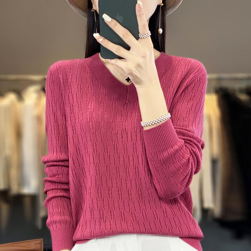 Summer 2025 Women's Plus Size V-Neck Long Sleeve Hollow Out Knit Sweater Cardigan Blouse
