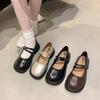 Retro Round Head Shallow Mouth Single Shoes Women's Spring and Autumn New Small Leather Shoes Women's Flat Mary Jane Shoes