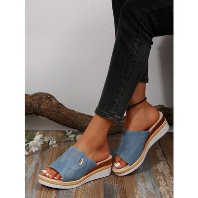 Fashion New Large Size Women'S Shoes Foreign Trade Slippers Women'S Slippers Wedge Heel Thick Sole Lightweight Casual Shoes 2024