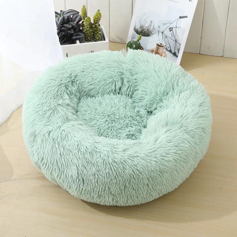 Okrągły pluszowy szczeniak Sfinks łóżko dla kota głębokie spanie legowiska dla kotów Gotas Katten Kedi Garfield Nest Sofa mascotas Materiały Produkty
