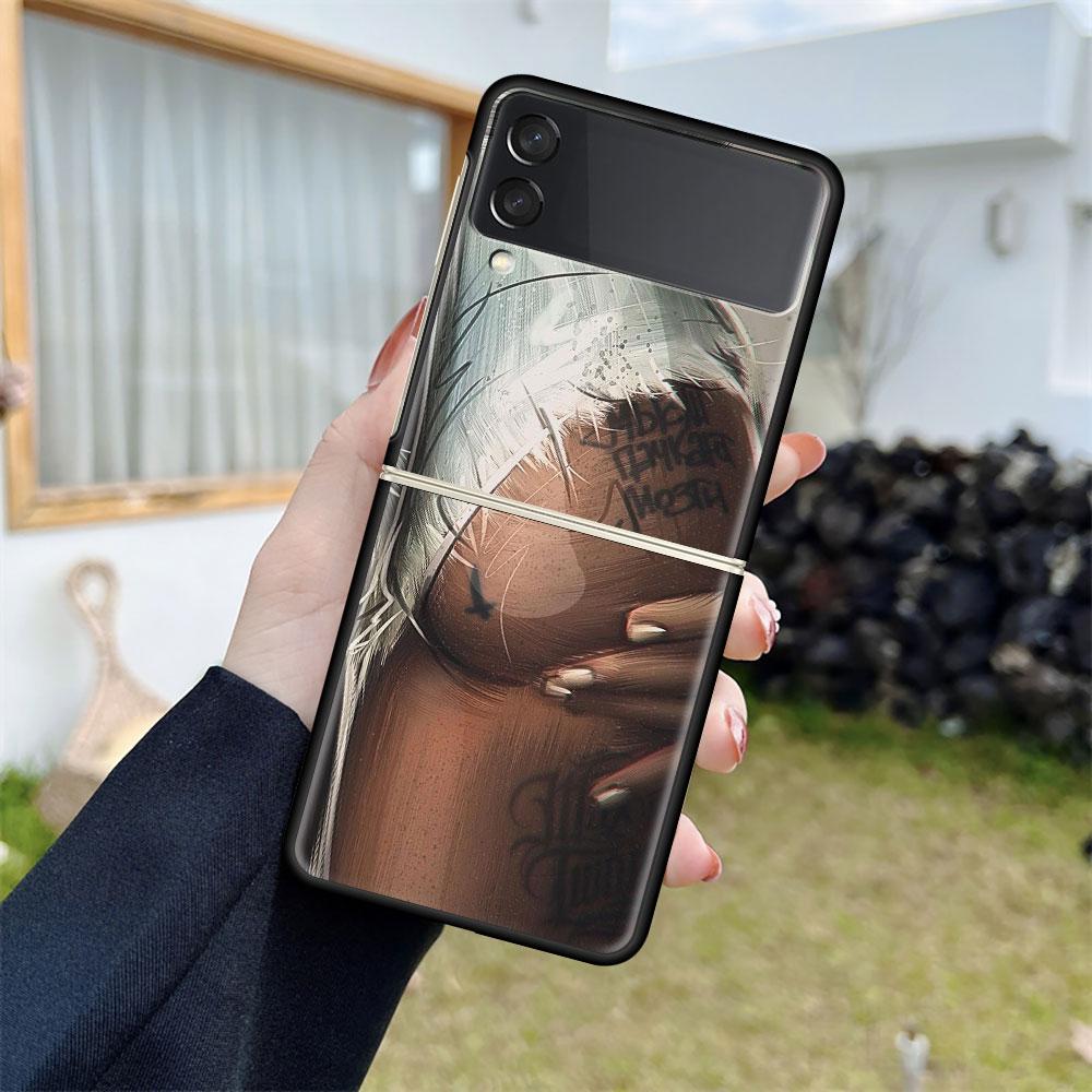 

Роскошный чехол для Samsung Galaxy Z Flip 4 3 5G черный ПК жесткие чехлы для телефонов модная задняя крышка ZFlip Funda сексуальная татуировка девушка Shell Sac Samsung Z Flip 5G