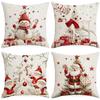 New Christmas Pillowcase Santa Claus Snowman Line Printed Cushion Pillowcase