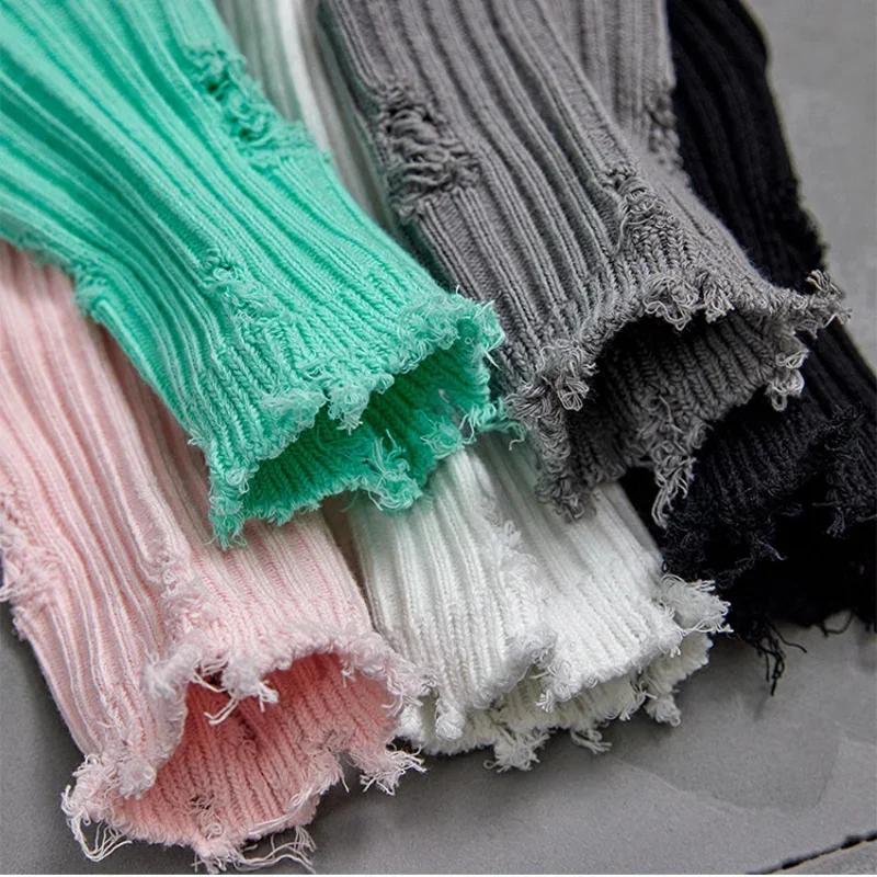 Modne skarpetki Harajuku Street Broken Hole Beggar Medium Tube Jesień Zima Skarpetki bawełniane Skarpetki hip-hopowe na deskorolkę