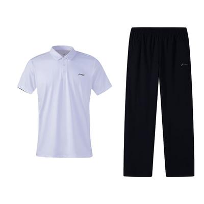 Fashion Polo Collar Short Sleeve T-Shirt Versatile Breathable Straight Leg Pants Casual Sports Suit Men Suit W517-1+W827-1