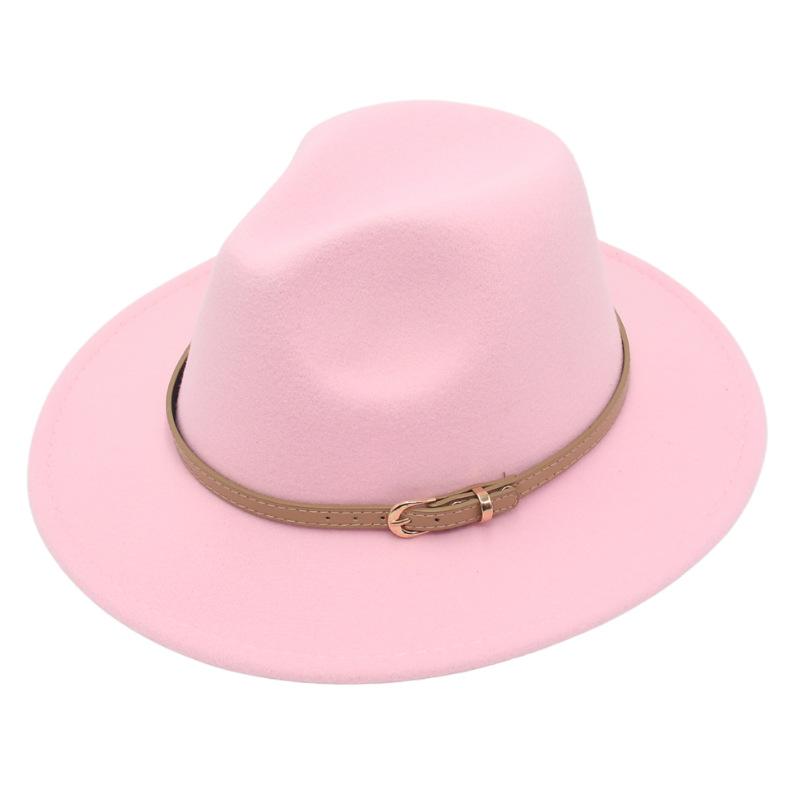 Fedora Spring And Summer Small Belt Felt Hat Percussion Performance Jazz Hat Woolen Top Hat Big Eaves Hat