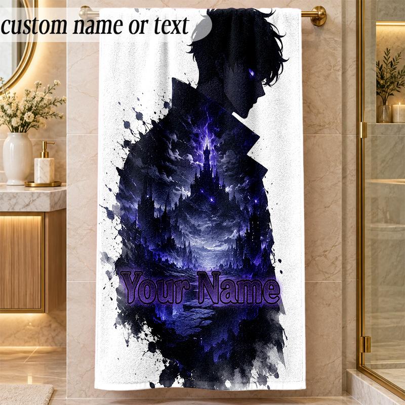 Beach TowelSolo Leveling Custom Name Text Personalized Soft Towel for Beach Pool Indoor Home Decor Gift