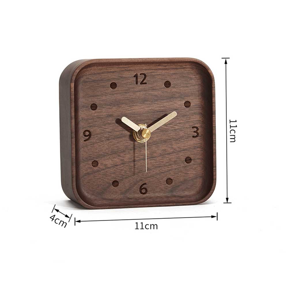 Massivholz Mini Schreibtischuhren Büro Quadratisch Schwarznuss Holz Zeigeruhr Heimdeko Ornamente Tischuhr Uhr Geschenke