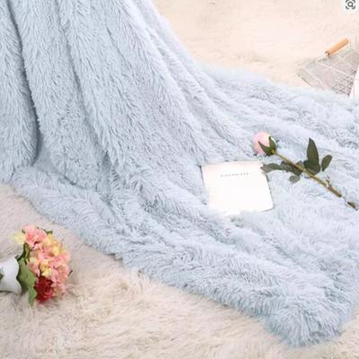 INS Large Flannel Blanket Four Seasons Long Shaggy Plush Blankets For Couch Sofa Bed Winter Warm Soft Fluffy Faux Fur Bedspread