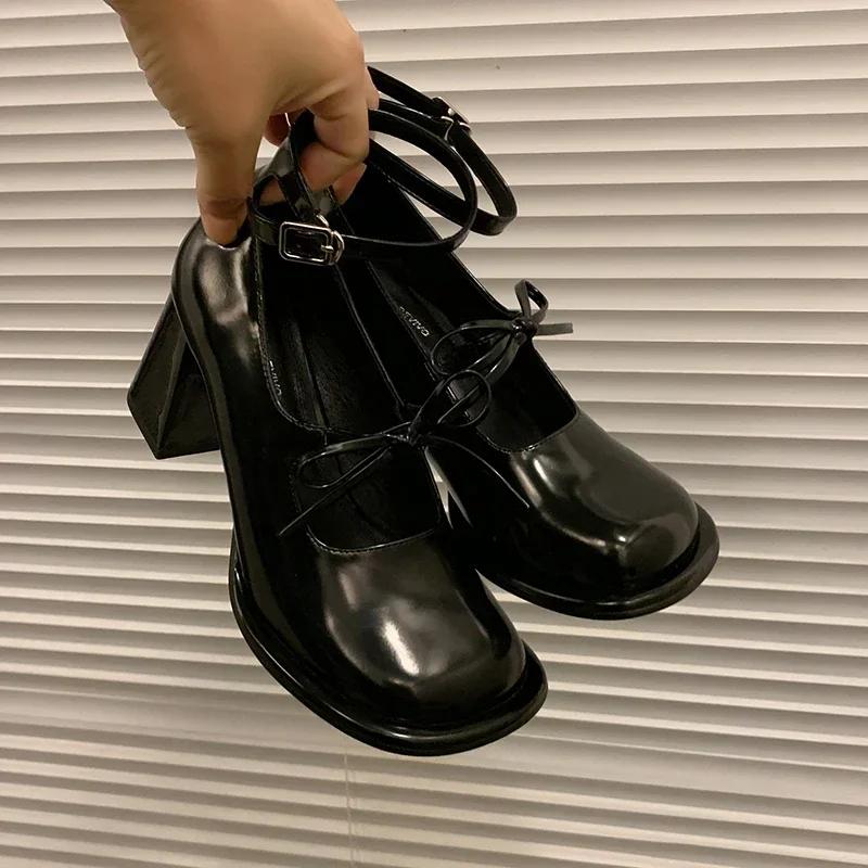 

Spring Design Women Mary Jane Shoes Elegant Butterfly-knot Shoes Casual Dancing Party Single Shoes 39 чёрный