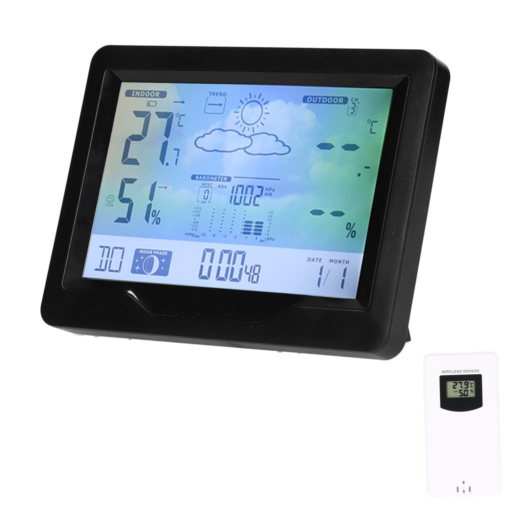 Color Screen Wireless Weather Clock Thermometer Hygrometer Electronic Clock with Calendar