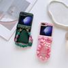 Phone Case with Hinge Protection & Beads Wrist Strap Bracelet For Samsung Galaxy Z Flip 6 5 4 3 5G Hard Plastic PU Leather Cover