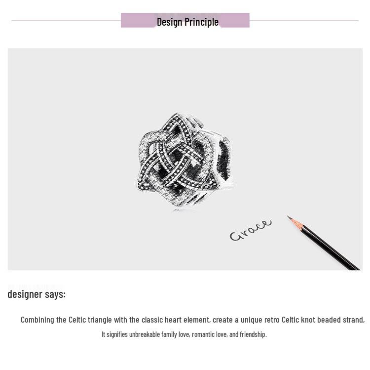 Celtic Knot Love Charm Bracelet Beaded with Hollow S925 Silver Beads 