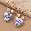 Heart Resin Plastic Earrings Vintage Chinese Design Women Decoration Fashion