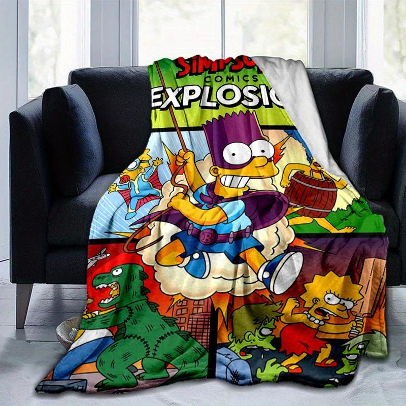 Koc z kreskówki Simpsonowie, Krótki pluszowy, uroczy, ciepły koc, Dekoracja domu w salonie, Sofa, Cztery pory roku, Podróż