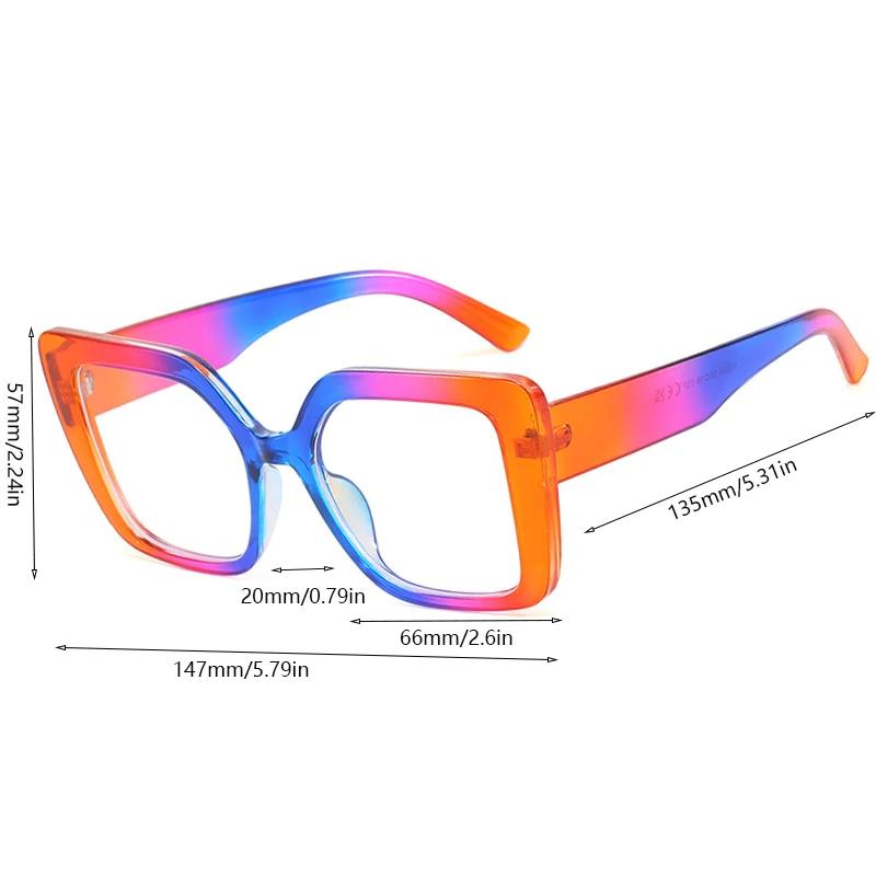 Modische quadratische Brille Damen Stilvolle übergroße mehrfarbige Brillengestelle Trendiges Markendesign Brillen zur Dekoration