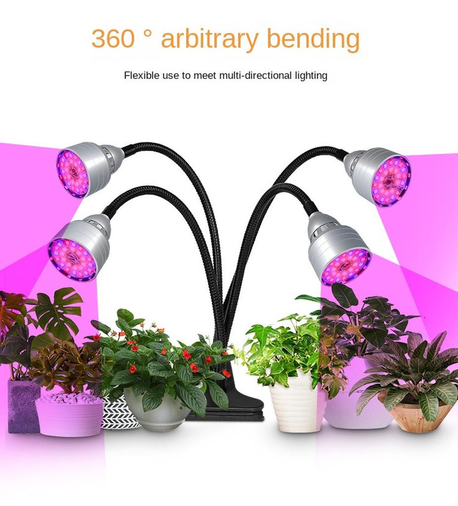 DC5V USB LED Plant Grow Light 4heads flower Red Blue light Phytolamps Timer Waterproof Desktop Clip Phyto Lamps Flowers Grow Box