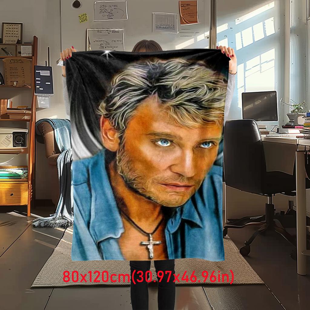 French legendary rock singer and actor Johnny Hallyday blanket soft home furnishing nap decoration four seasons warm Sherpa blanket U6