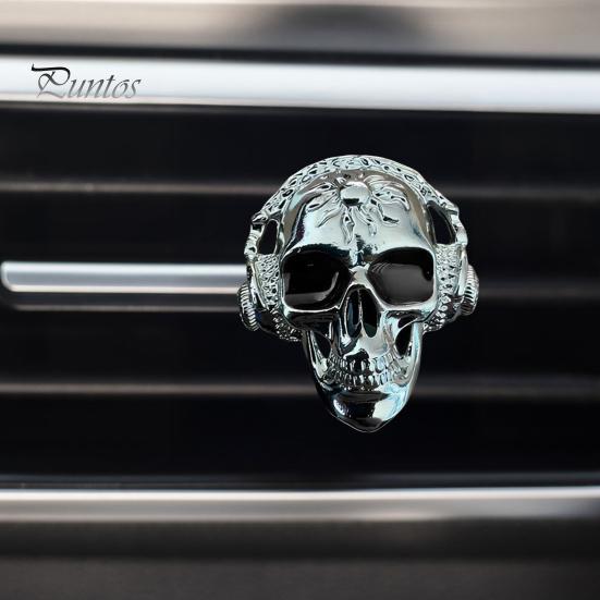 Aromatherapy Air Vent Clip Skull Car Clips, Metal Head Custom Interior Styling Freshener Charm, Halloween Auto Accessory for Men Women Creative