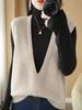 2024 Herbst/Winter Damen Locker V-Ausschnitt Einfarbig Strickweste Pullover