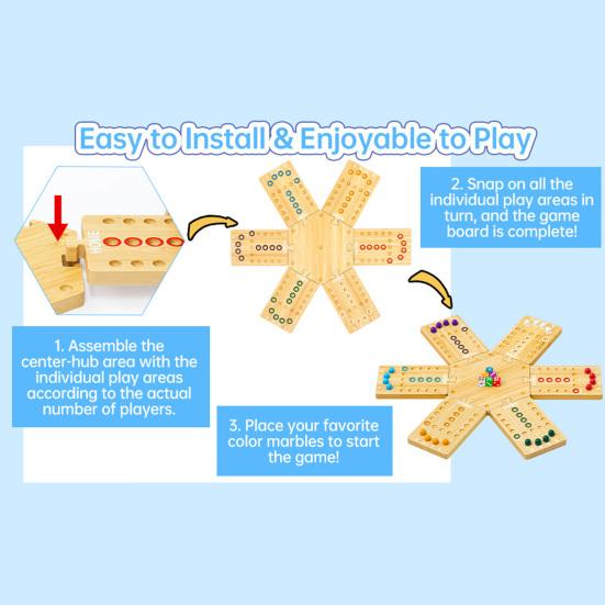 Marble Board Game Kit Eco-friendly Compact Portable Easy to Use Classic Strategy Wooden Board Game Entertainment Tool