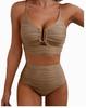 1Set Solid-color sexy gathered bikini swimsuit for women for beach wear