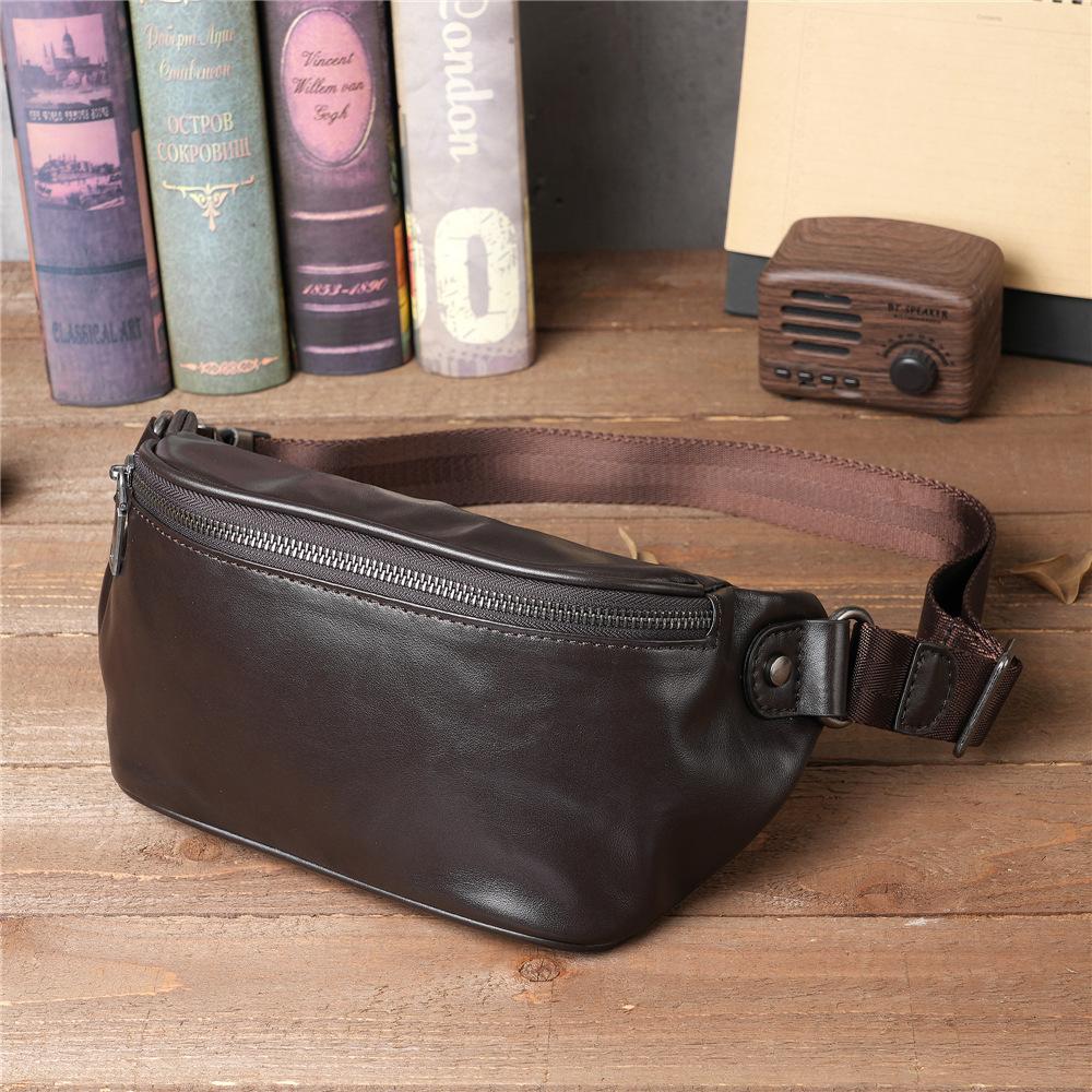 Vintage Motorcycle Men's Crossbody purse - Genuine Cowhide Leather Phe Waist Pack & Lightweight Sport Chest Bag