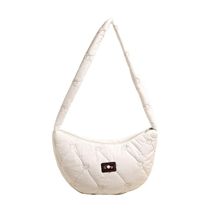 2025 Autumn Niche Women's Bags Large-capacity Shoulder Messenger Women's Bags High-value Diamond Dumpling Bags Foreign-style Cotton Clothes Bags