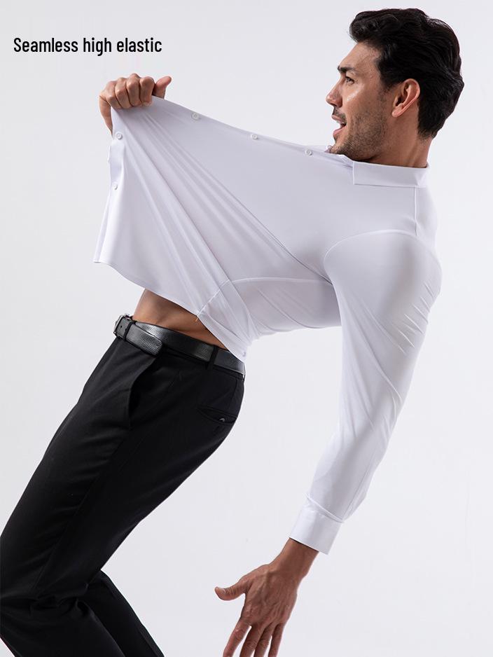 Seamless High Elasticity Four-Way Stretch Wrinkle-Free Men's European Size Shirt