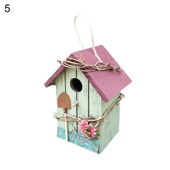 Bird House Birdcage Painting Outdoor Garden Hanging Cottage Feeder Nest Crafts