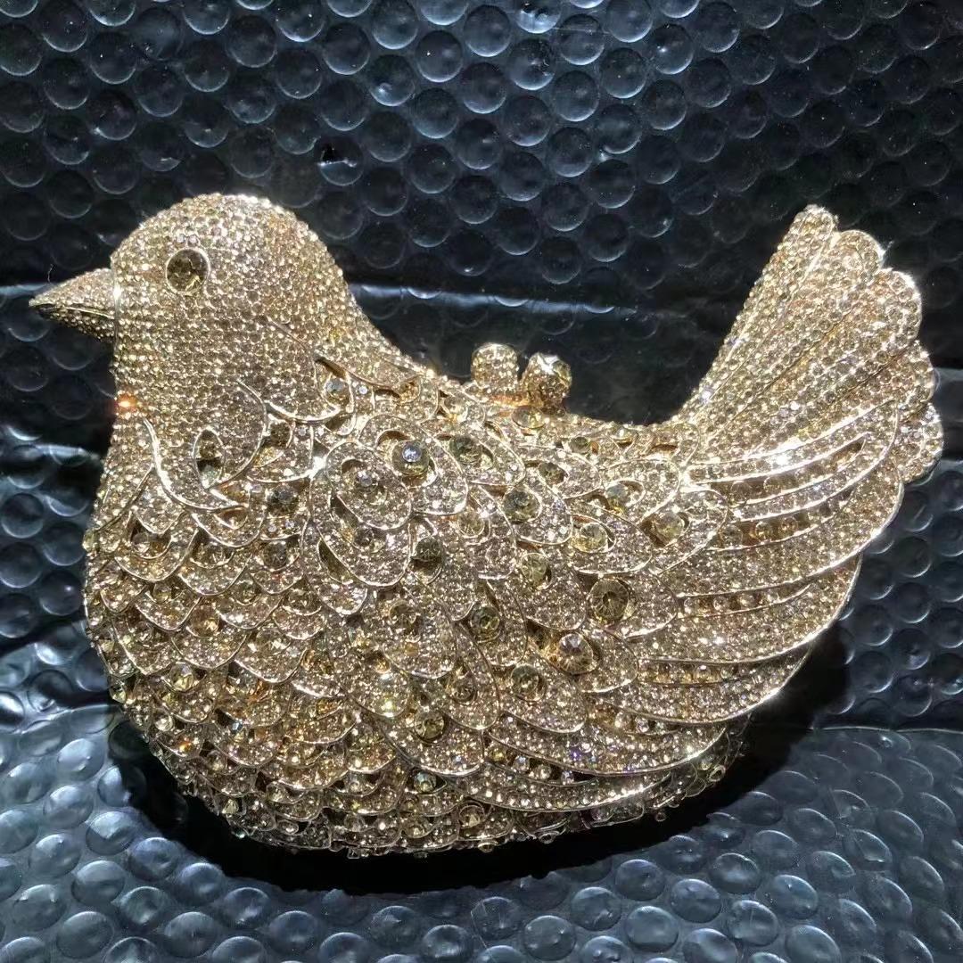 

Silver/Gold Bird Shape Rhinestone Evening Clutches Luxury Diamond Wedding Purses WHTUOHENG Women Crystal Party Cocktail Handbags 19cmX14cmX5.5cm