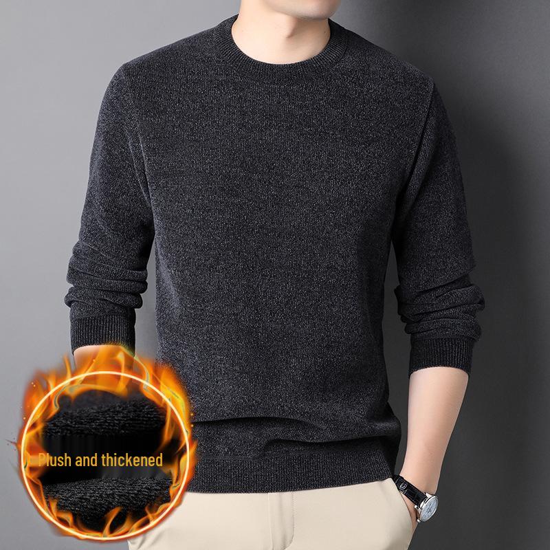 Men s Winter Fleece Chenille Knit Sweater – Thick, Warm & Stylish Round Neck Base Layer 3XL