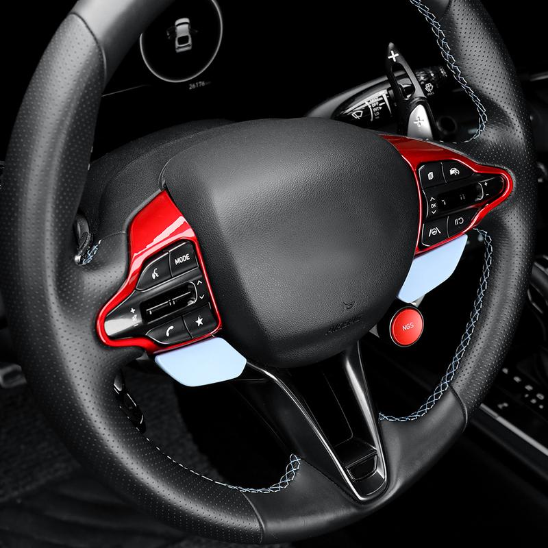 Für Hyundai Veloster JS N 2019-2023 i30 N /CN7 N 2024 2025 Auto Lenkrad Knopf Rahmen Kinn Dekoration Abdeckung Zierleiste