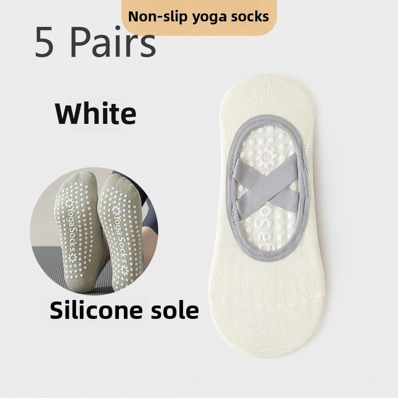 5 Pairs of Female Spring and Autumn Sports Silicone Non Slip Indoor Fitness Pilates Professional Yoga Boat Socks