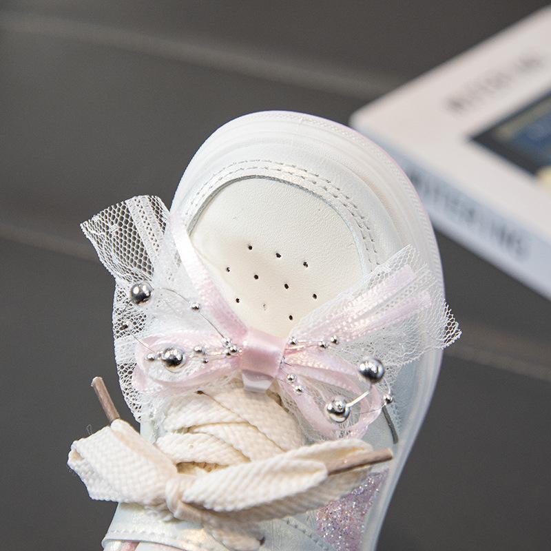 2026 Kids' Cartoon Board Shoes - Spring/Autumn, White Princess Sports Sneakers, Korean Style for Girls