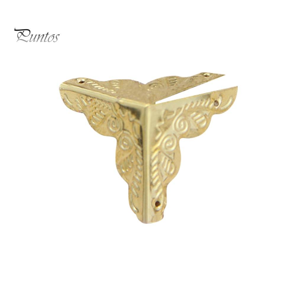 Puntos 4Pcs 25mm Antique Triangular Corner Bracket Hardware Luggage Case Protector